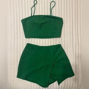 Spaghetti Strap Crop top w/ Skort Set